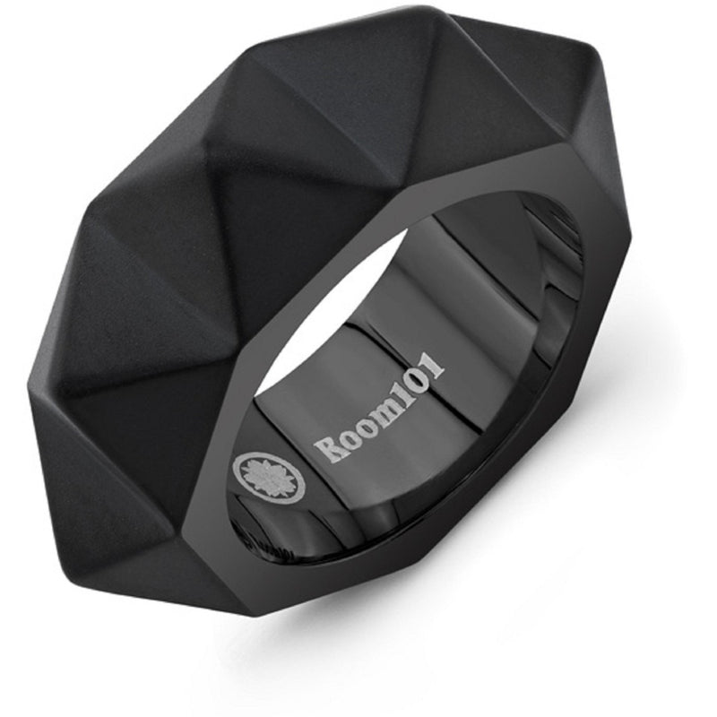 Room101 Stainless Steel with Black PVD 9mm Mens Punk Rock Ring - Size 9