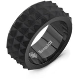 Room101 Stainless Steel with Black PVD 10mm Mens Spike Ring, Size 12