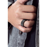 Room101 Stainless Steel with Black PVD 10mm Mens Spike Ring, Size 12