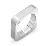 Room101 Matte Finish Stainless Steel with Cubic Zirconia 6mm Mens Square Ring, Size 10