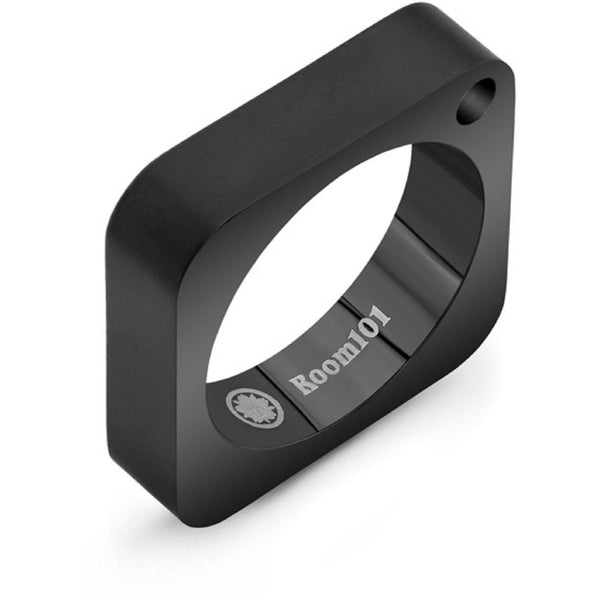 Room101 Stainless Steel with Black PVD 6mm Mens Square Ring - Size 12