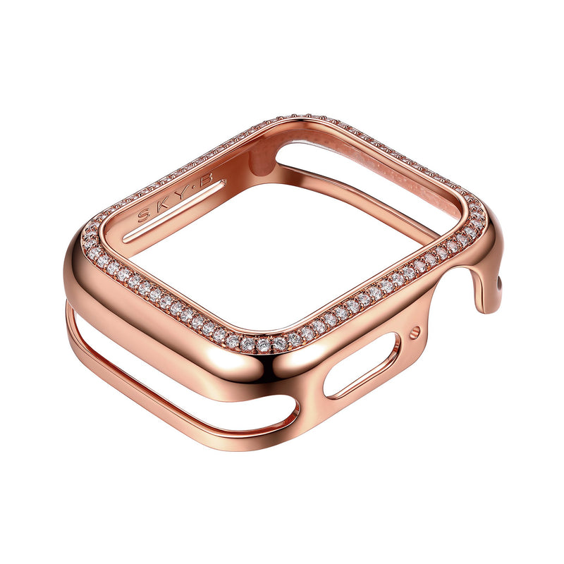 Milan Band Charms & Halo Apple Watch Case - Rose Gold (Navy Band)