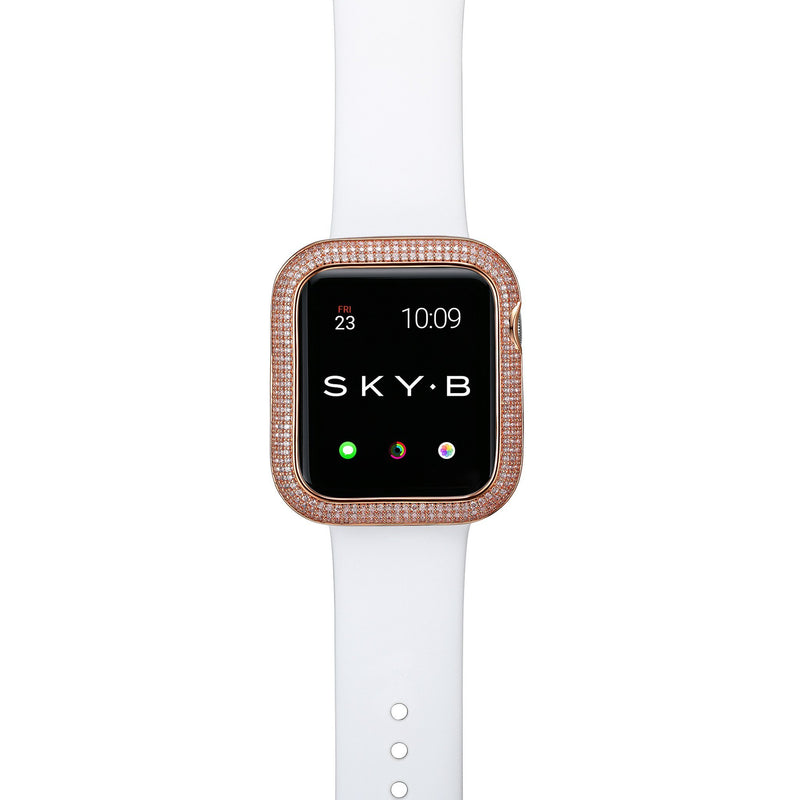 Top View Rose Gold Triple Halo Apple Watch Case