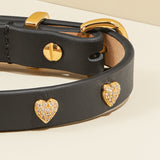 Heart Studded Dog Collar - Black